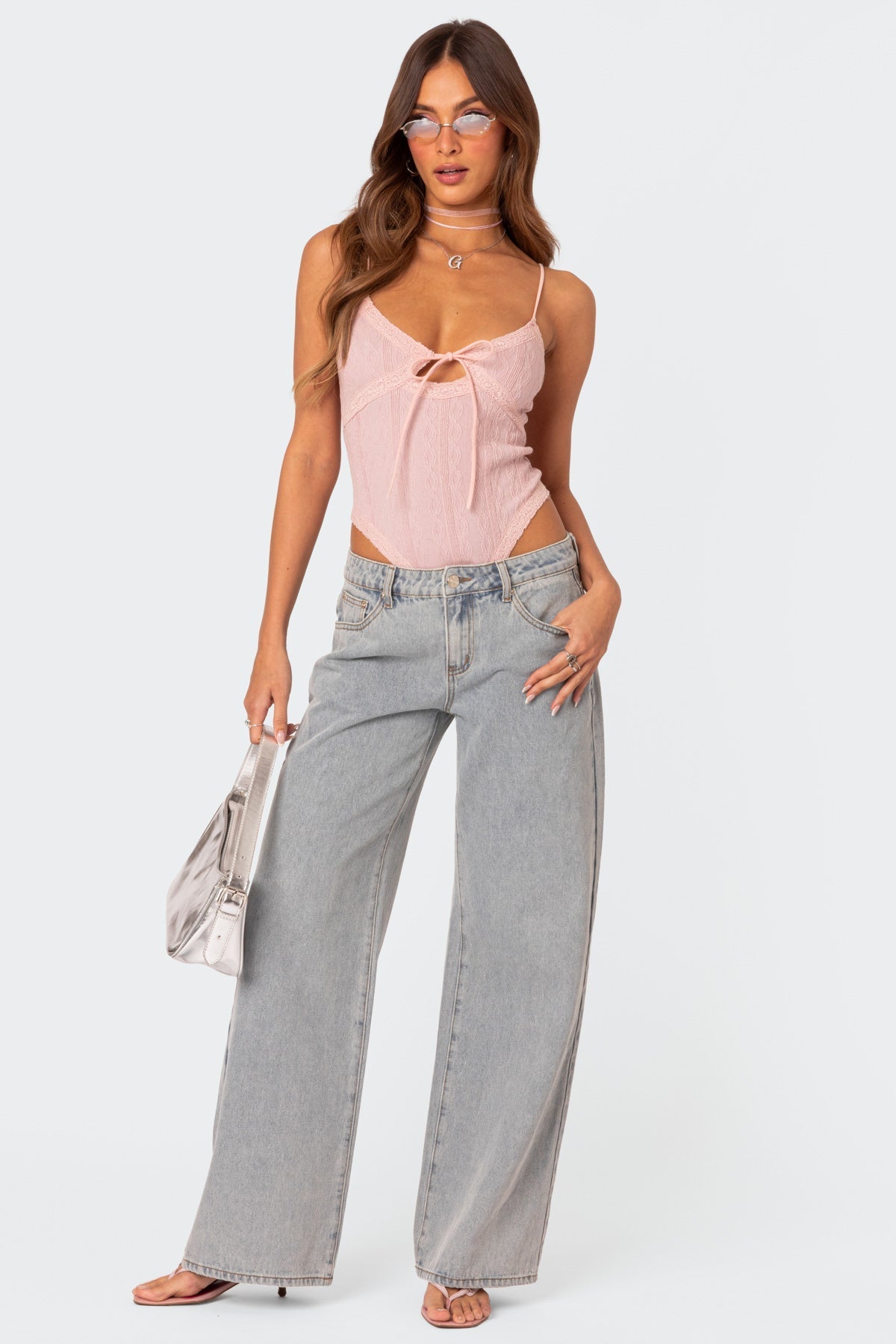 Bow Tie Ankle Jeans – High-Waisted Relaxed Fit Denim