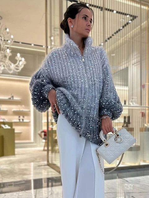 Angelina™ | Luxurious Knitted Sweater with Elegant Sparkling Details