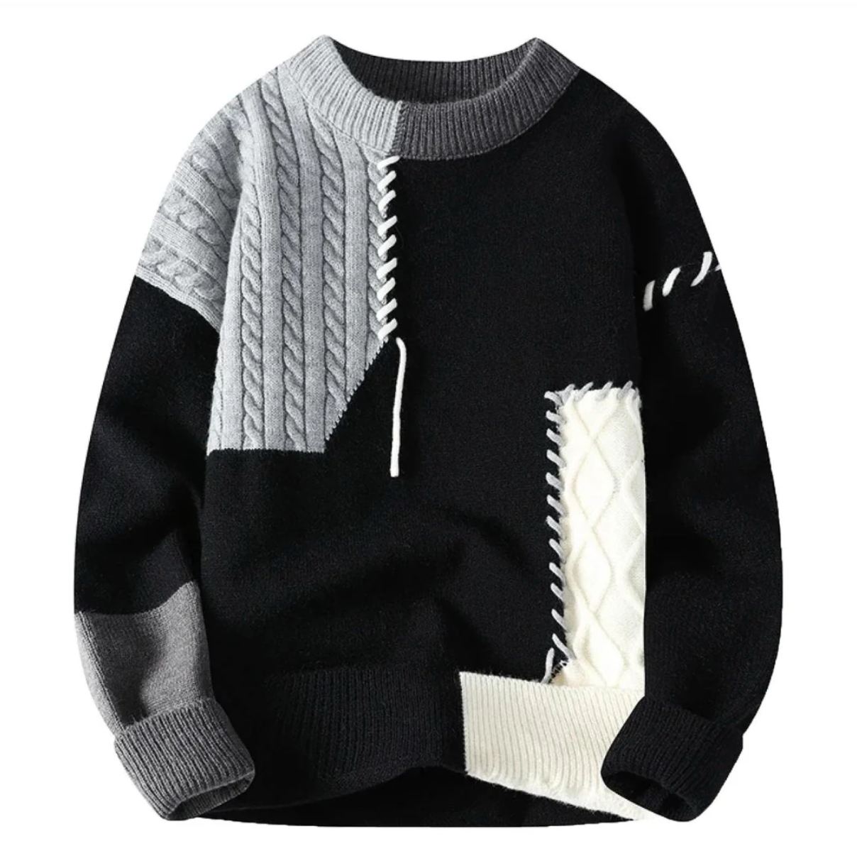 Patchwork Knit Sweater